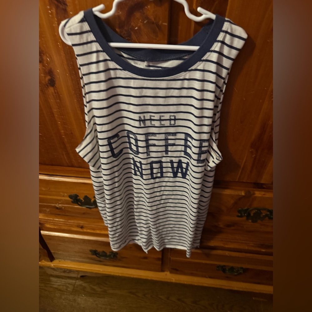 Pre-Owned Grayson Threads Navy and White Striped Sleeveless Top Size large